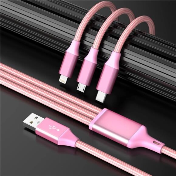 Multi Charging Cable(2Pack 4FT), 3 in 1 Charging Cable Nylon Braided USB - Picture 2 of 7